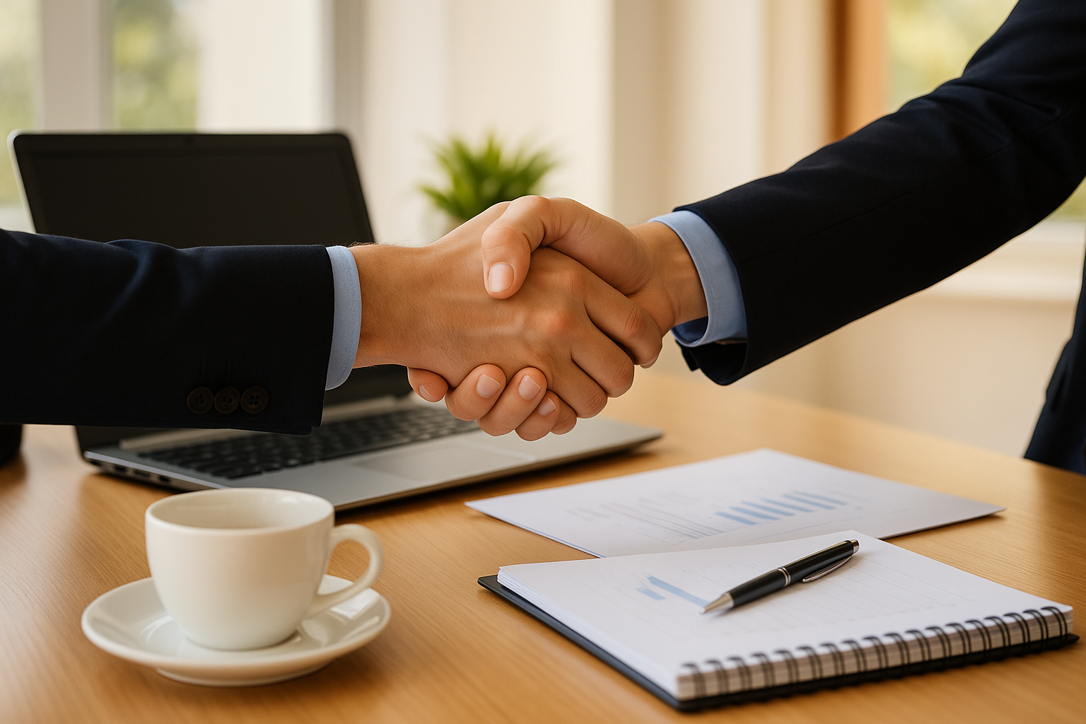 Office Mitarbeiter die ihre Hände schütteln